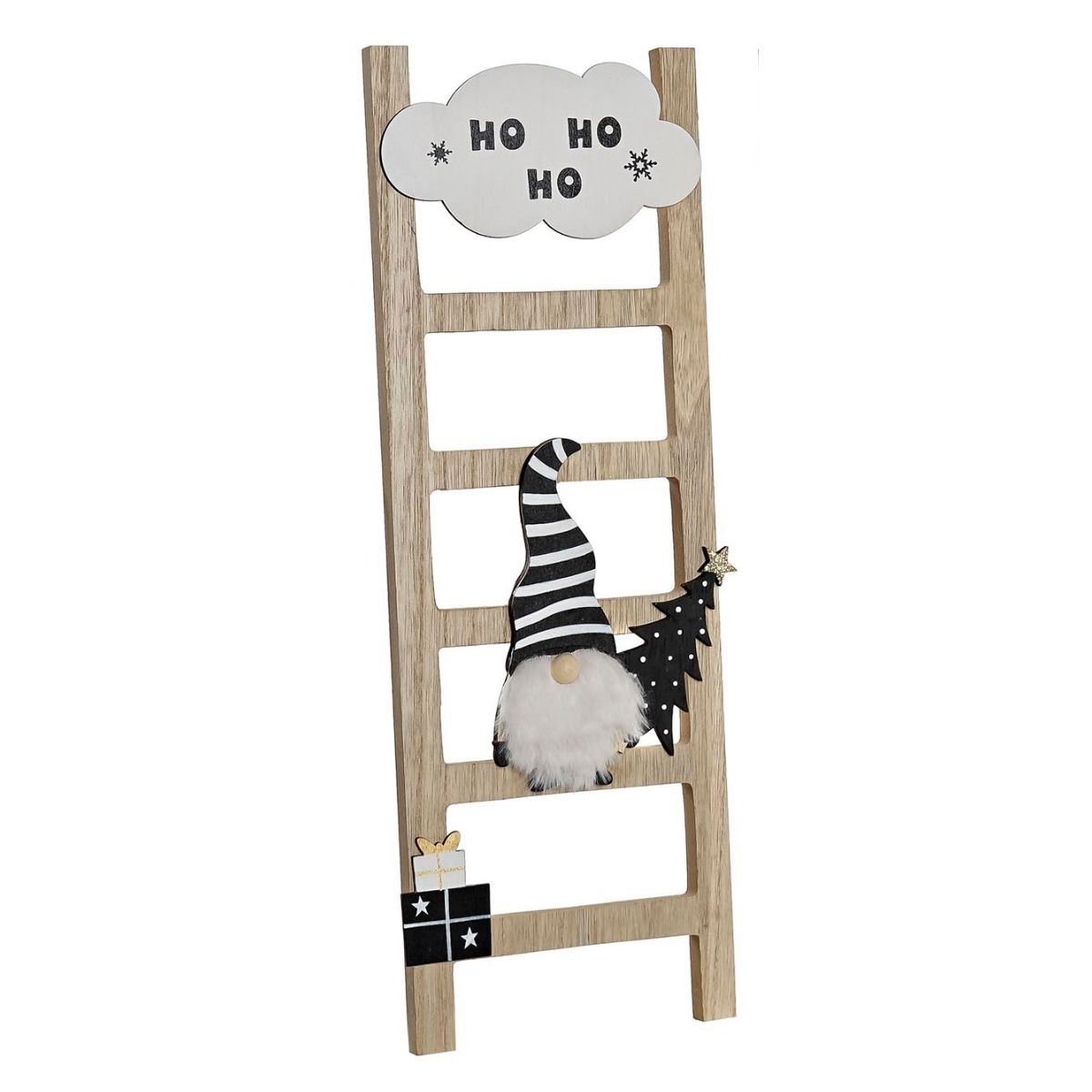 Déco Noël Echelle Gnome Noir & Blanc Paavali Ho-Ho-Ho H46cm