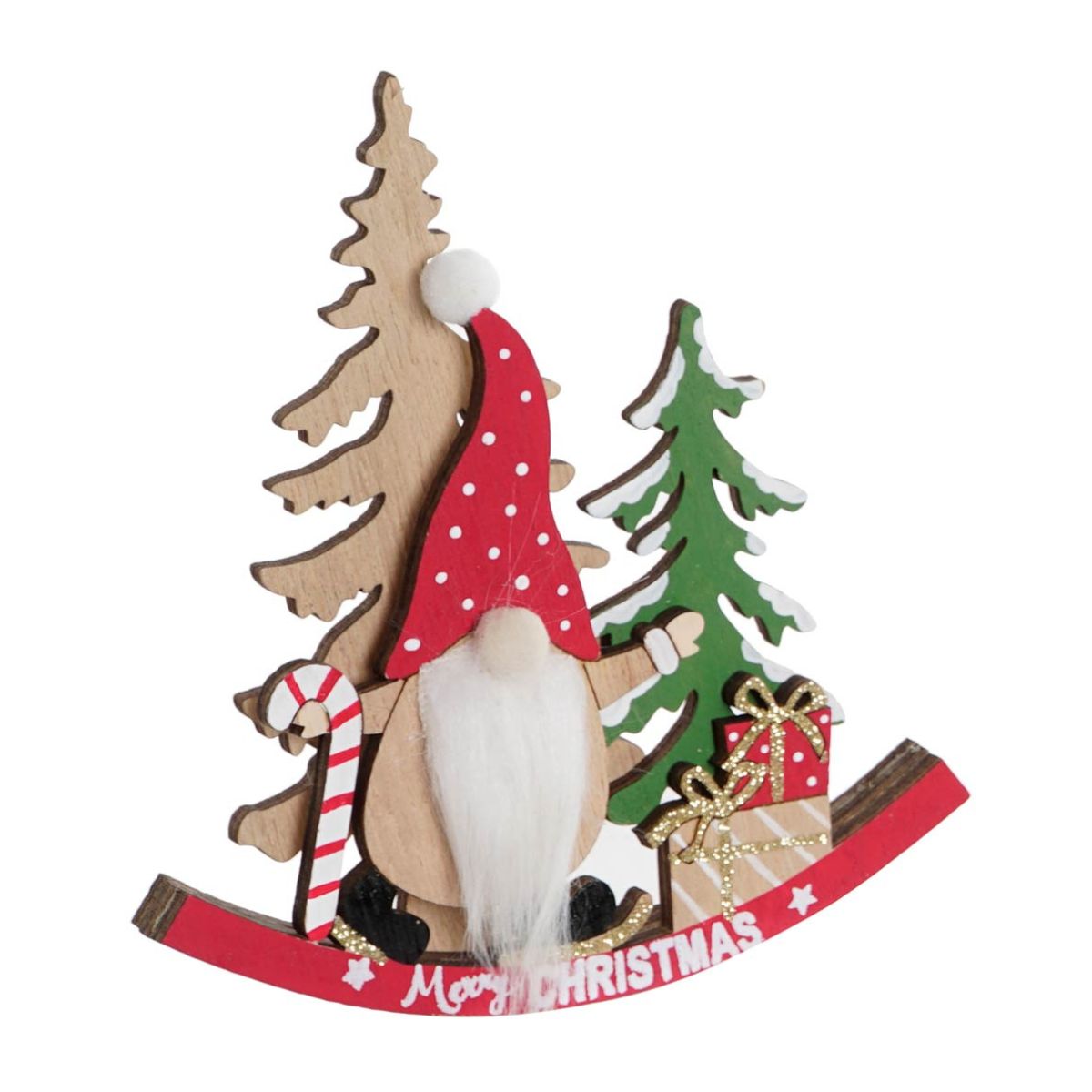 Déco Noël bois Gnome Visytos H15cm