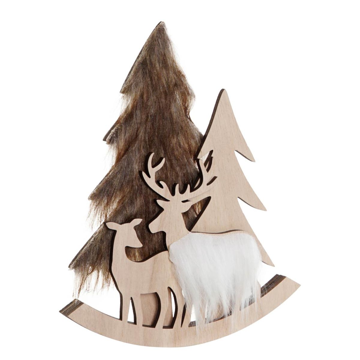 Déco Noël scène Nature Karlis Beige et Marron H22cm