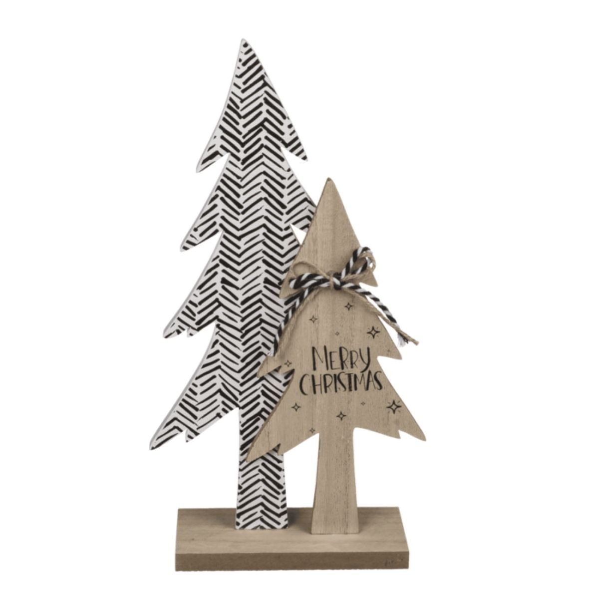 Double Sapin de Noël en Bois Fristyn Merry Christmas H31cm