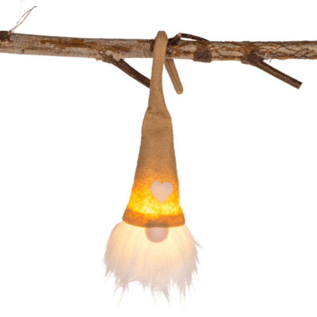 Lutin de Noël lumineux à accrocher Poctok Beige H26cm