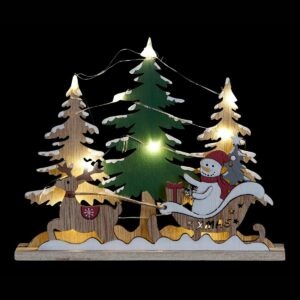 Scène Noël Bois lumineuse Ragnak Bonhomme de Neige