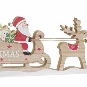 Scène Père-Noël traineau Bois Kritanisk Beige et Rouge