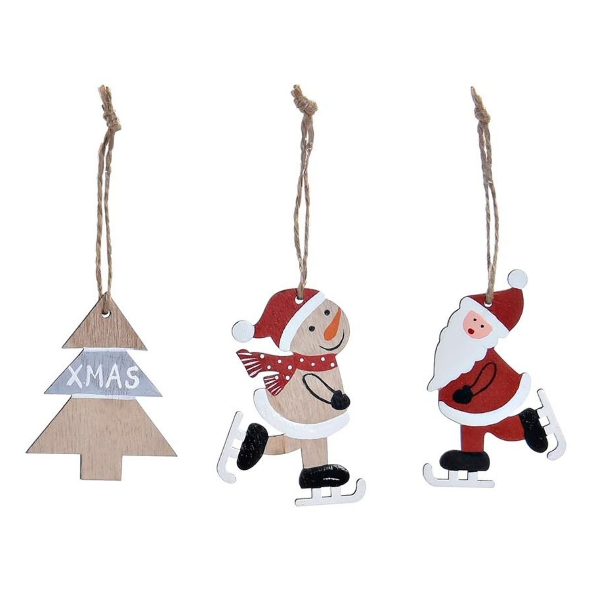 Set 3 Suspensions Noël Bois Sheetos Rouge et Blanc