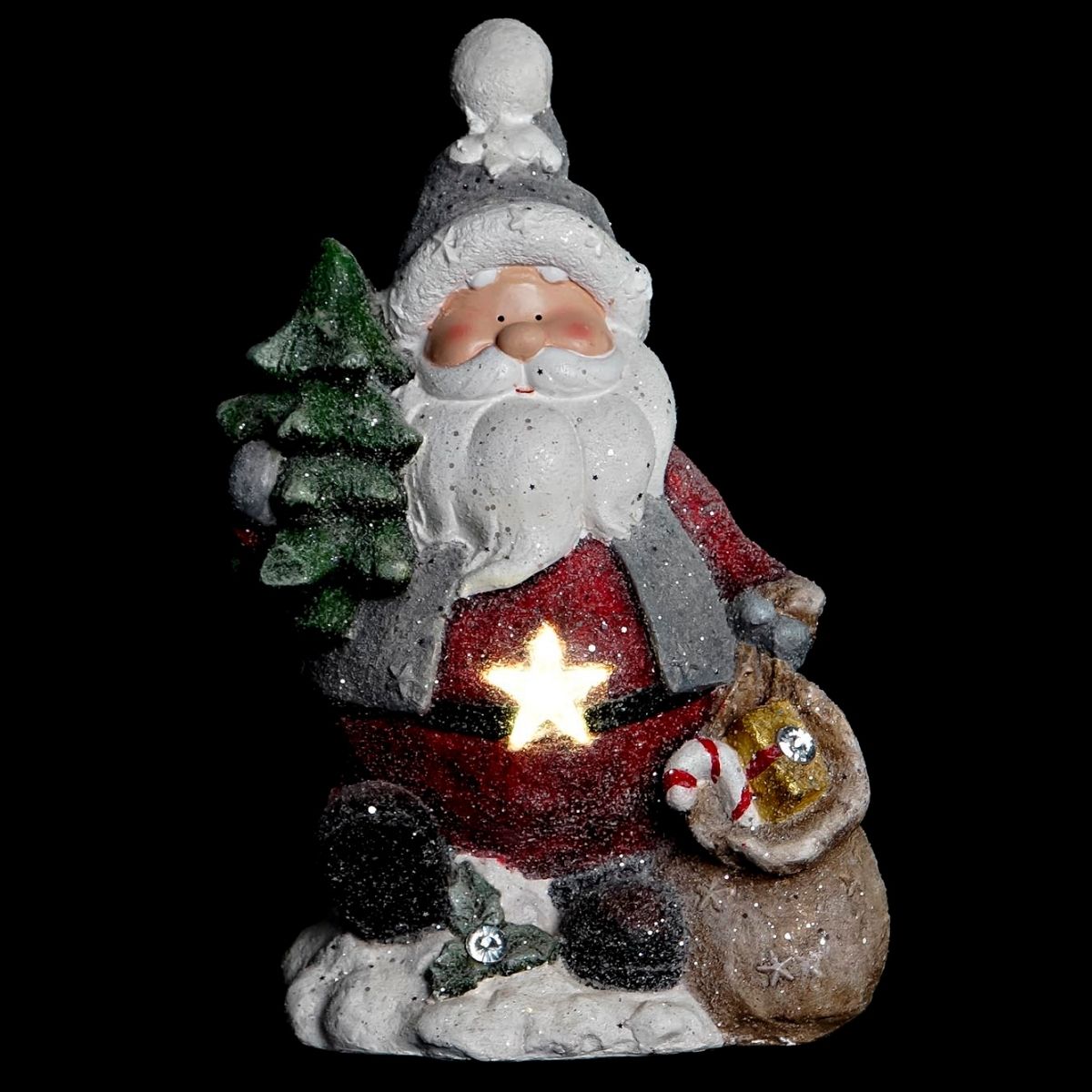 Statue lumineuse Père Noël Eilif Rouge H43cm