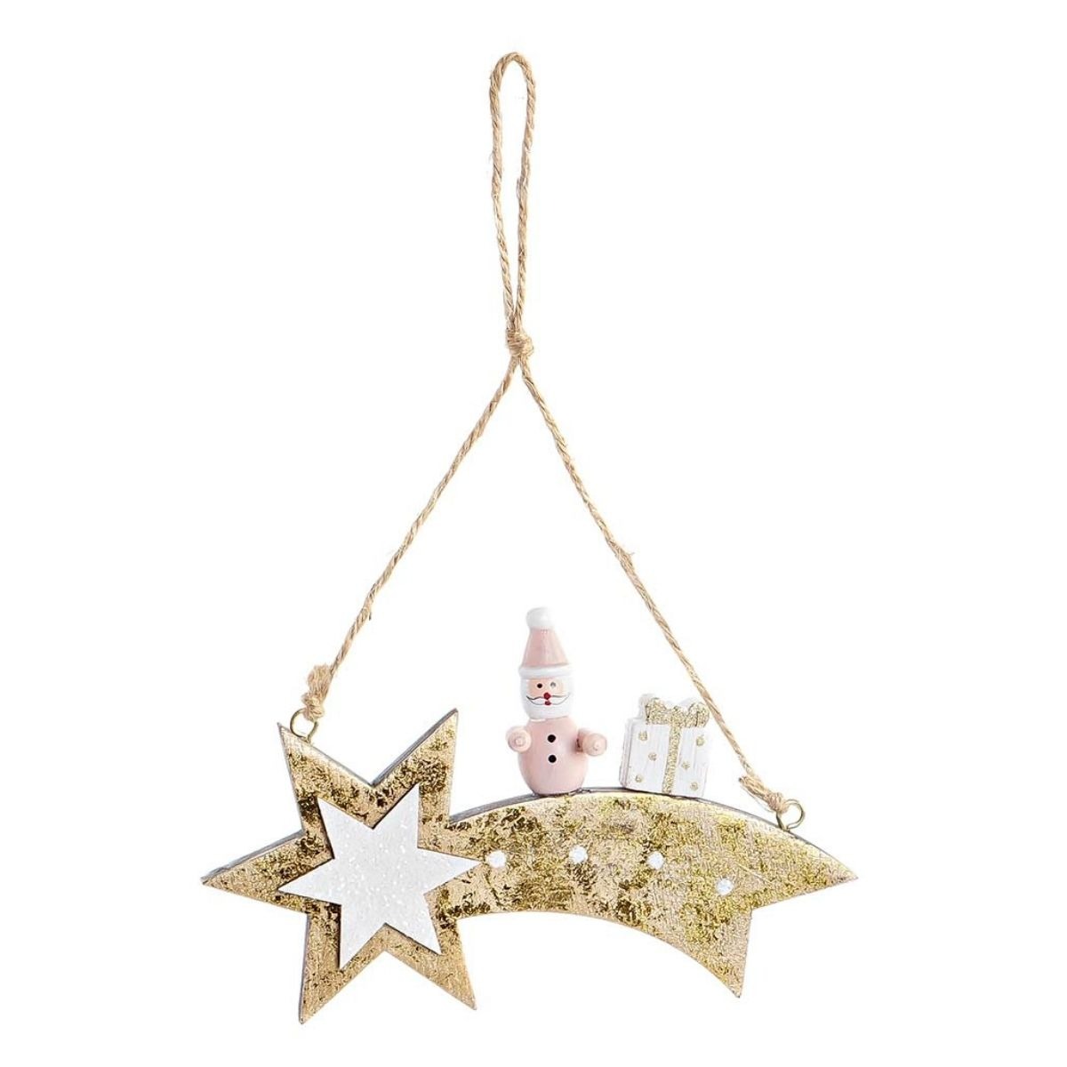 Suspension Noël Bois Evind Etoile Père Noël Rose