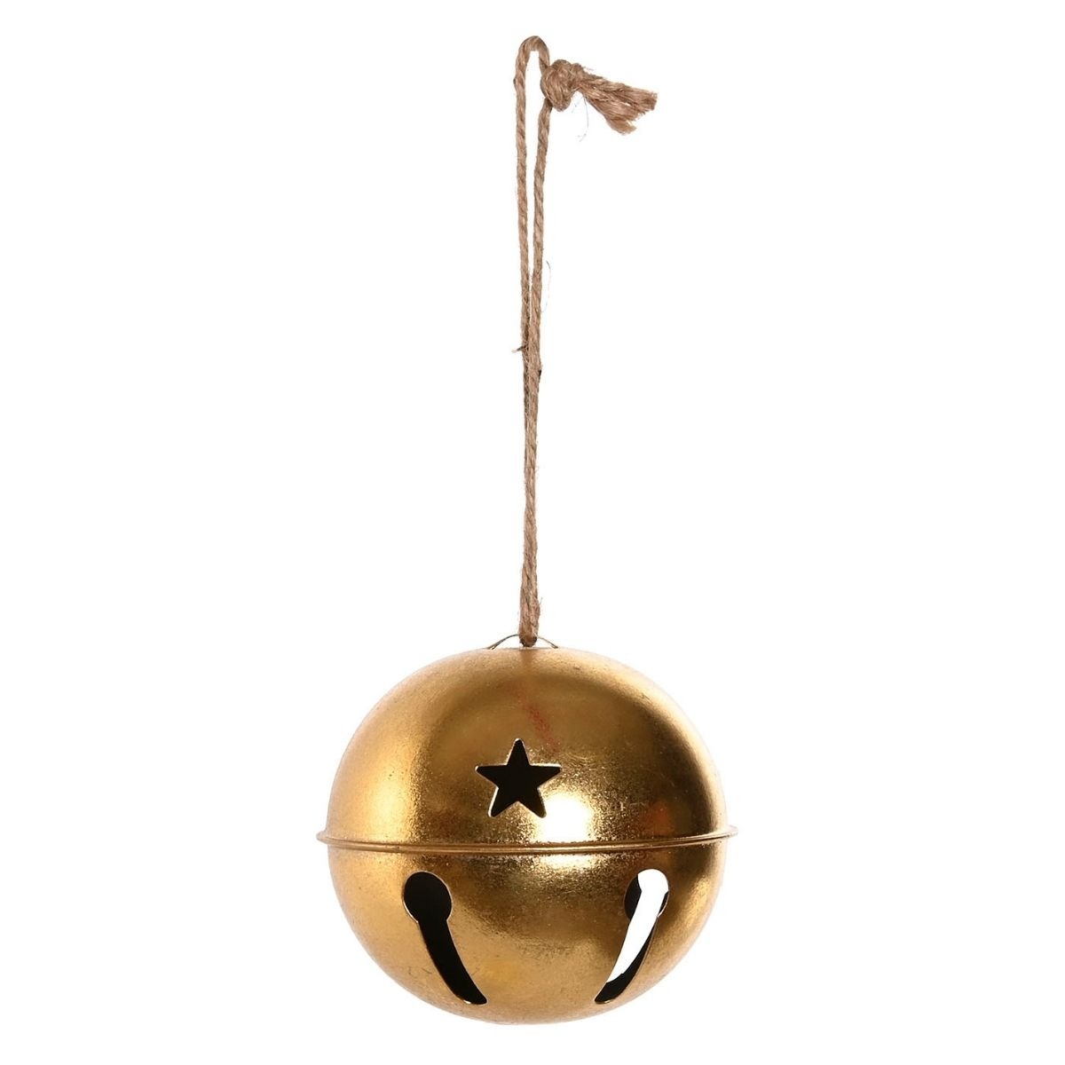 Suspension Noël Boule métal vieilli Grelot Doré Azilard D12cm