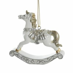 Suspension Noël Cheval à Bascule Blanc Saladin