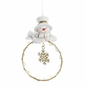 Suspension Noël Ditane Bonhomme de Neige Blanc dans cercle doré