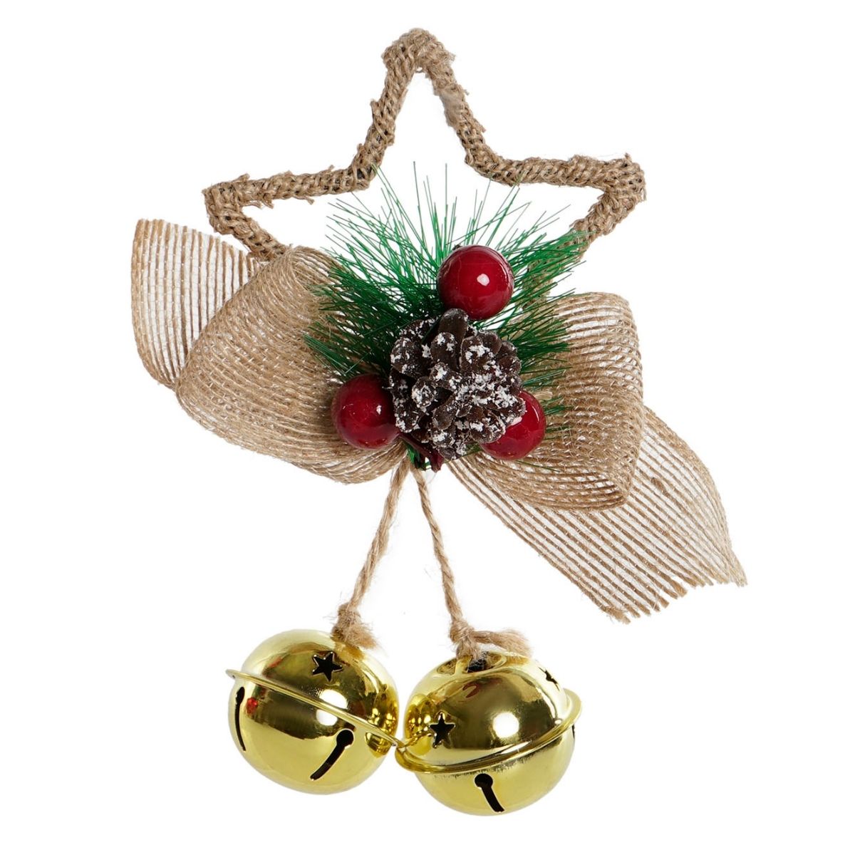 Suspension Noël Etoile Nicoza Sapin et Grelots Doré