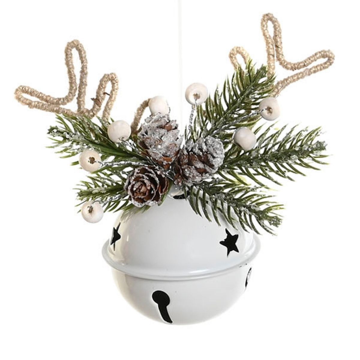 Suspension Noël Grelot métal Lobriko Blanc