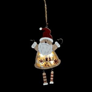 Suspension Noël bois mobile Roald Père Noël lumineux