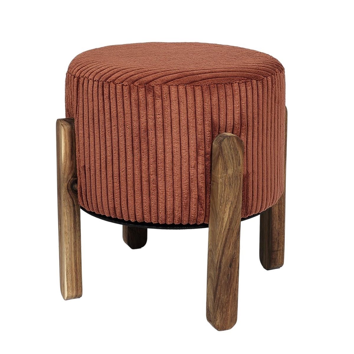 Tabouret velours côtelé Nictorien - Terracotta