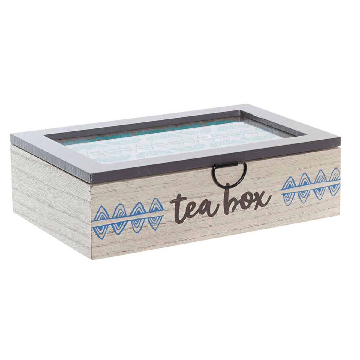 Boite à Thé bois 5 compartiments Quetami MM Bleu