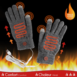 Gants tactiles chauffants USB Sourtis Gris