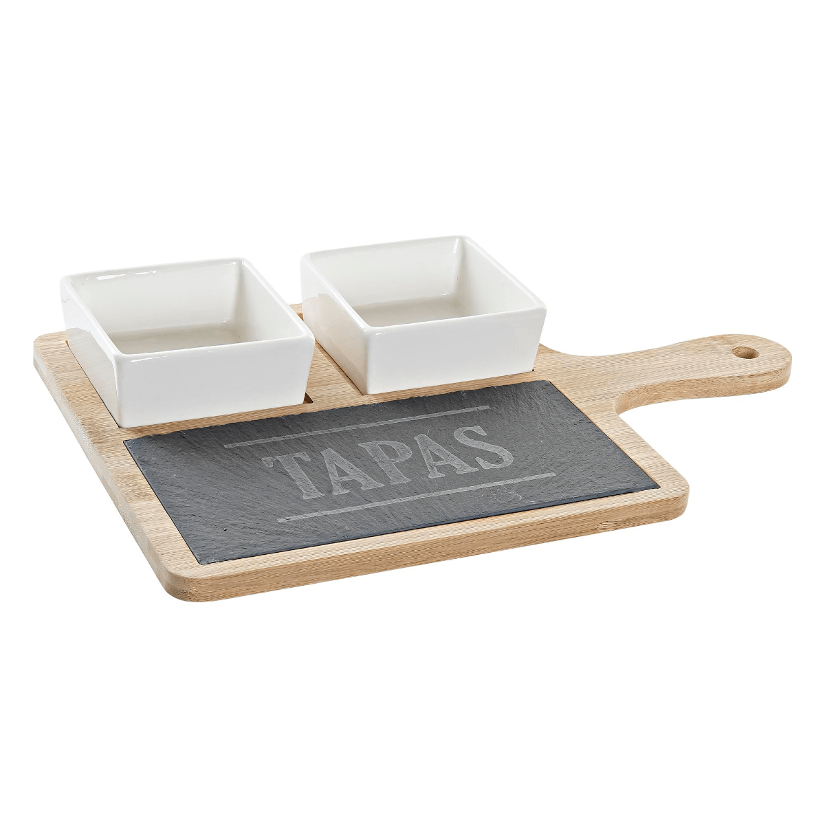 Set Apéritif Tapas Herity planche bois et ardoise et 2 bols