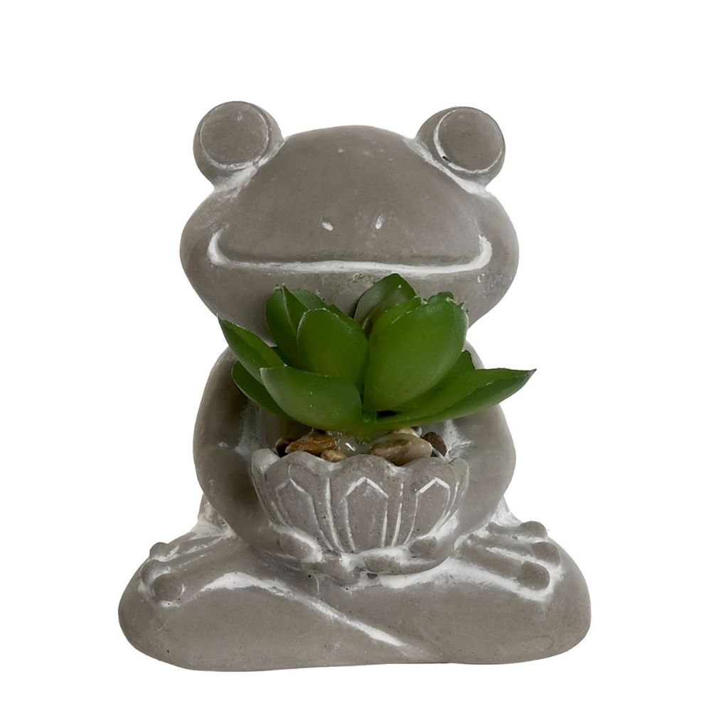 Statue ciment Grenouille Yoga avec Plante Panga