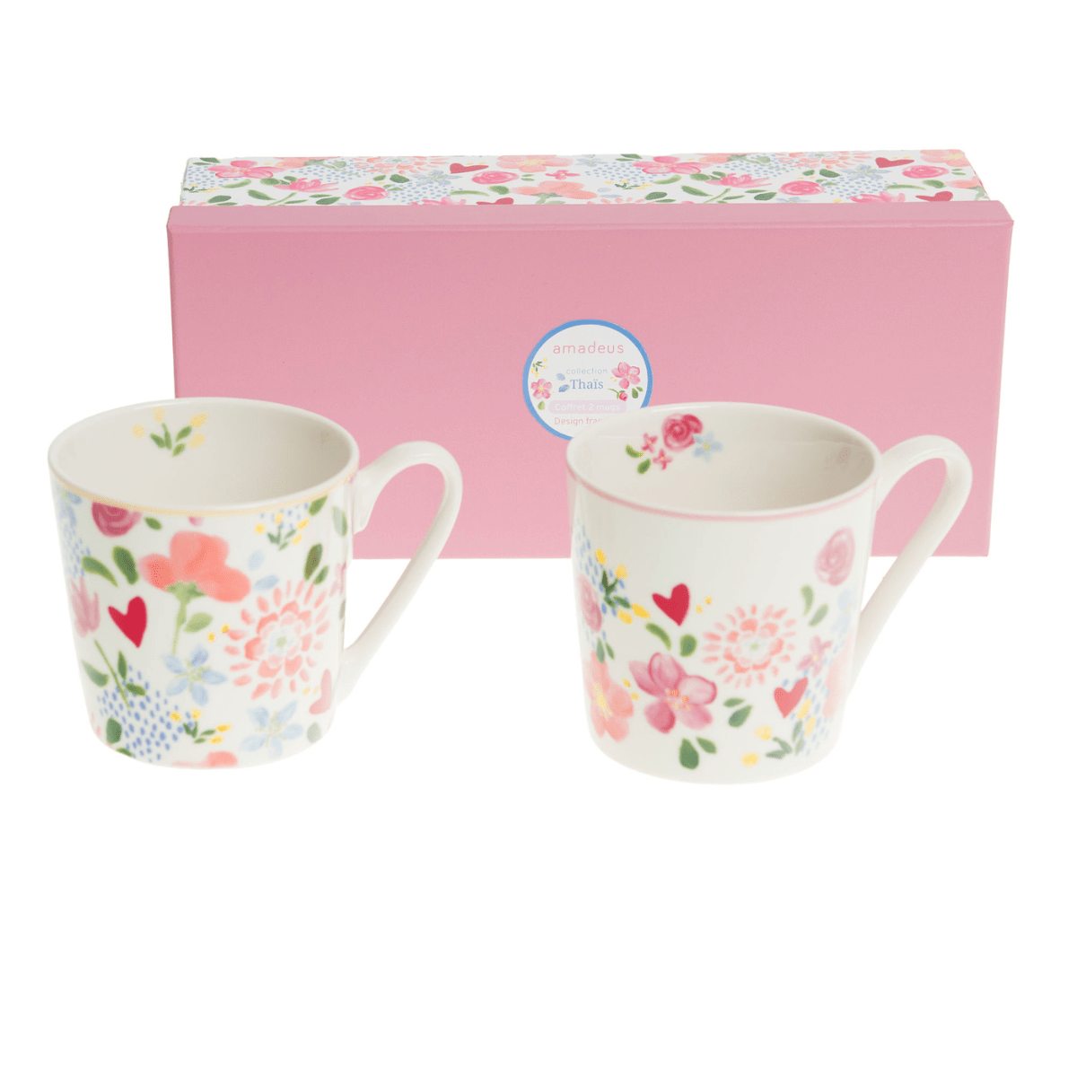 Coffret 2 mugs céramique Fleurs Mimija