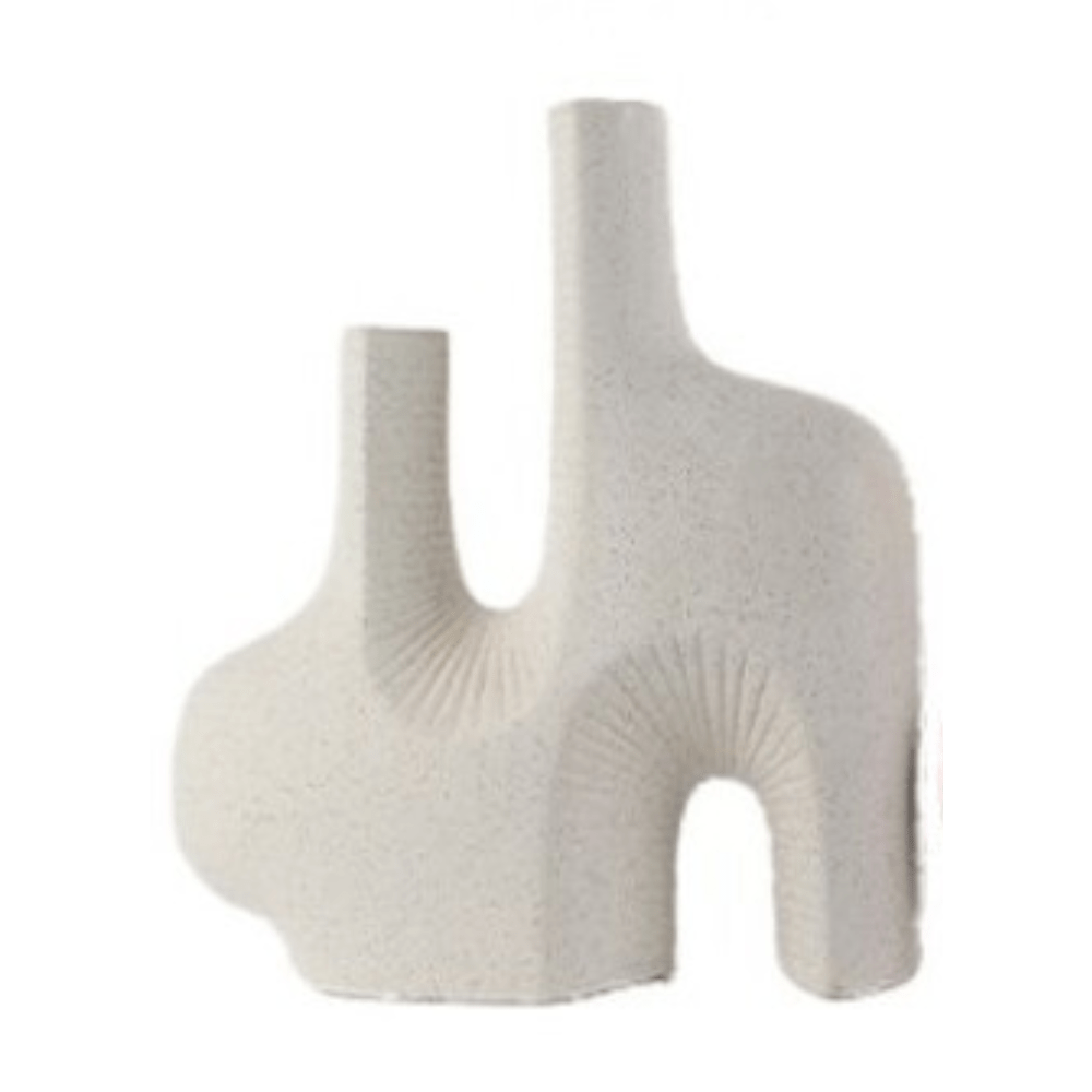 Vase arc double soliflore grès Dunesa Blanc H30cm