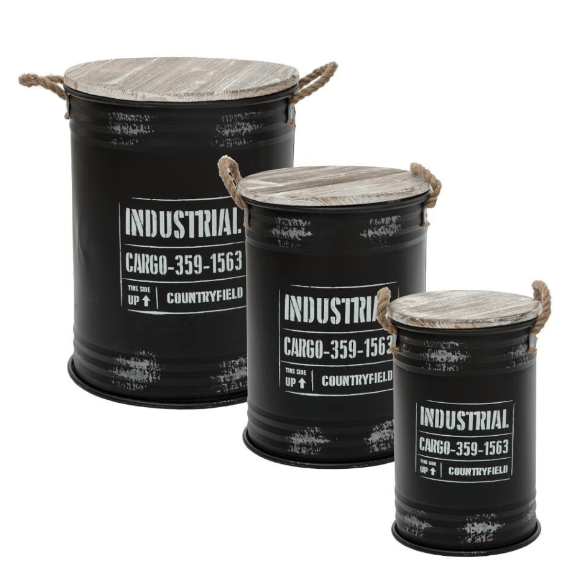 Coffre métal industriel Noir et Bois Putsuki