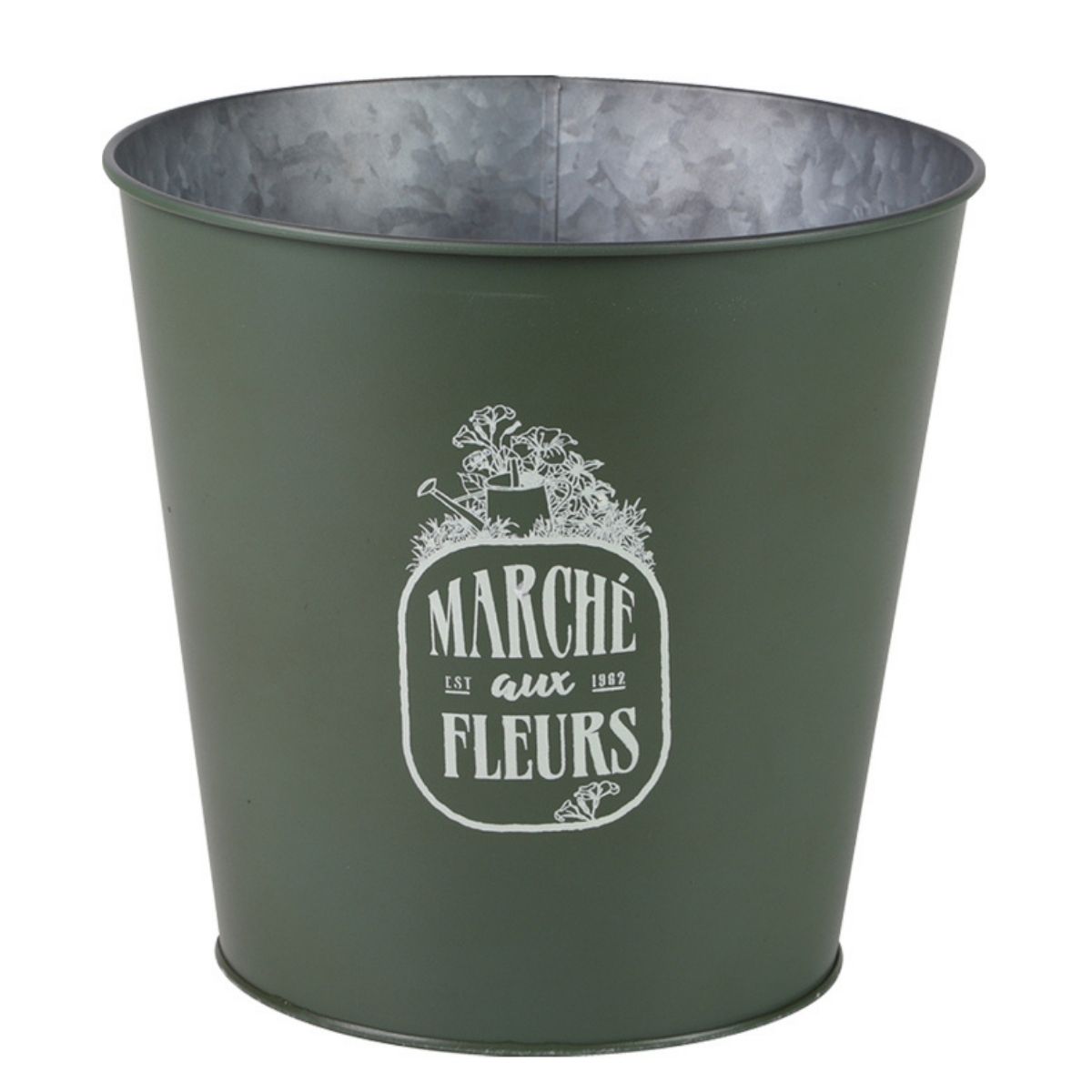 Cache-pot métal Arcachon Kaki D23cm