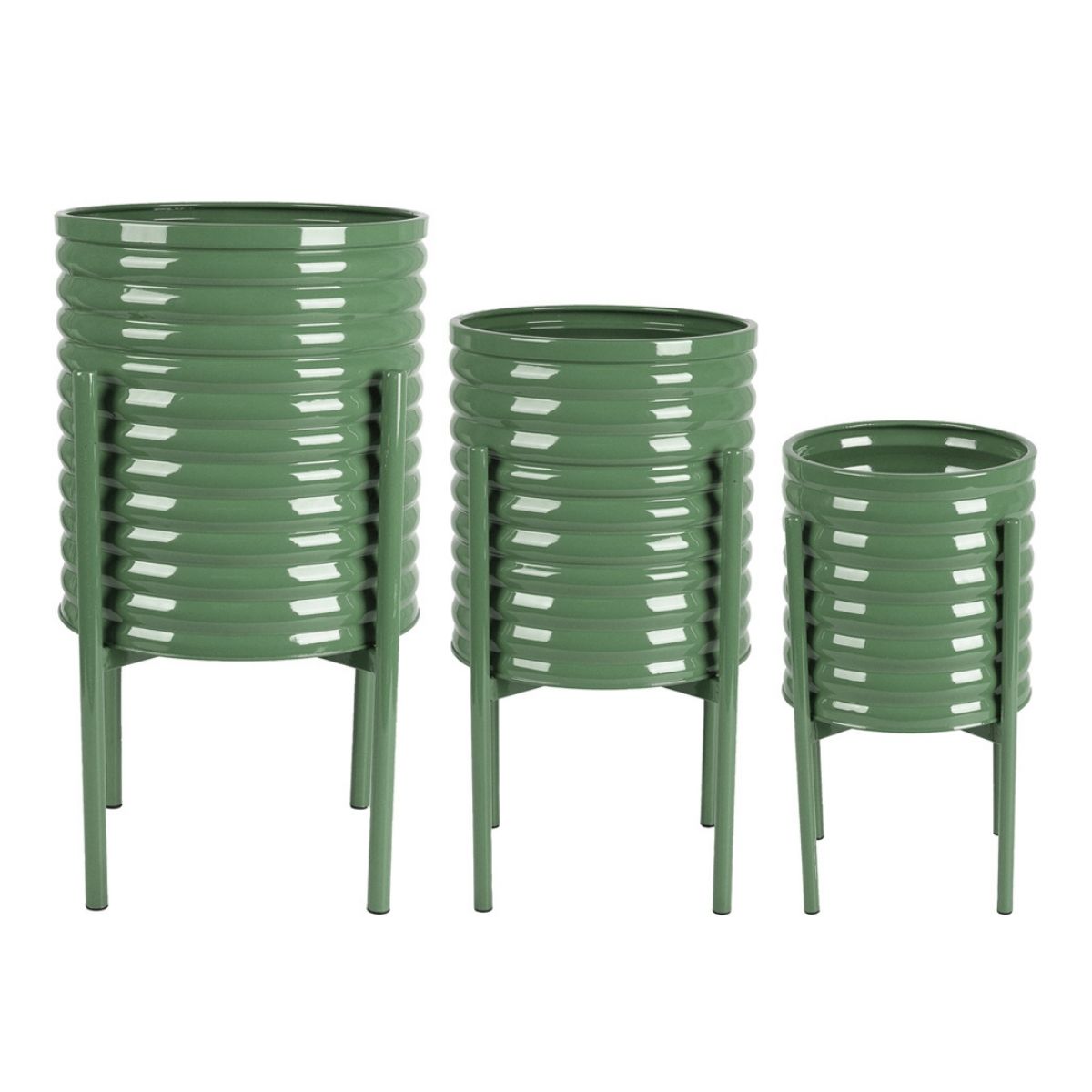 Cache-pot rond sur pied métal Brinas Vert