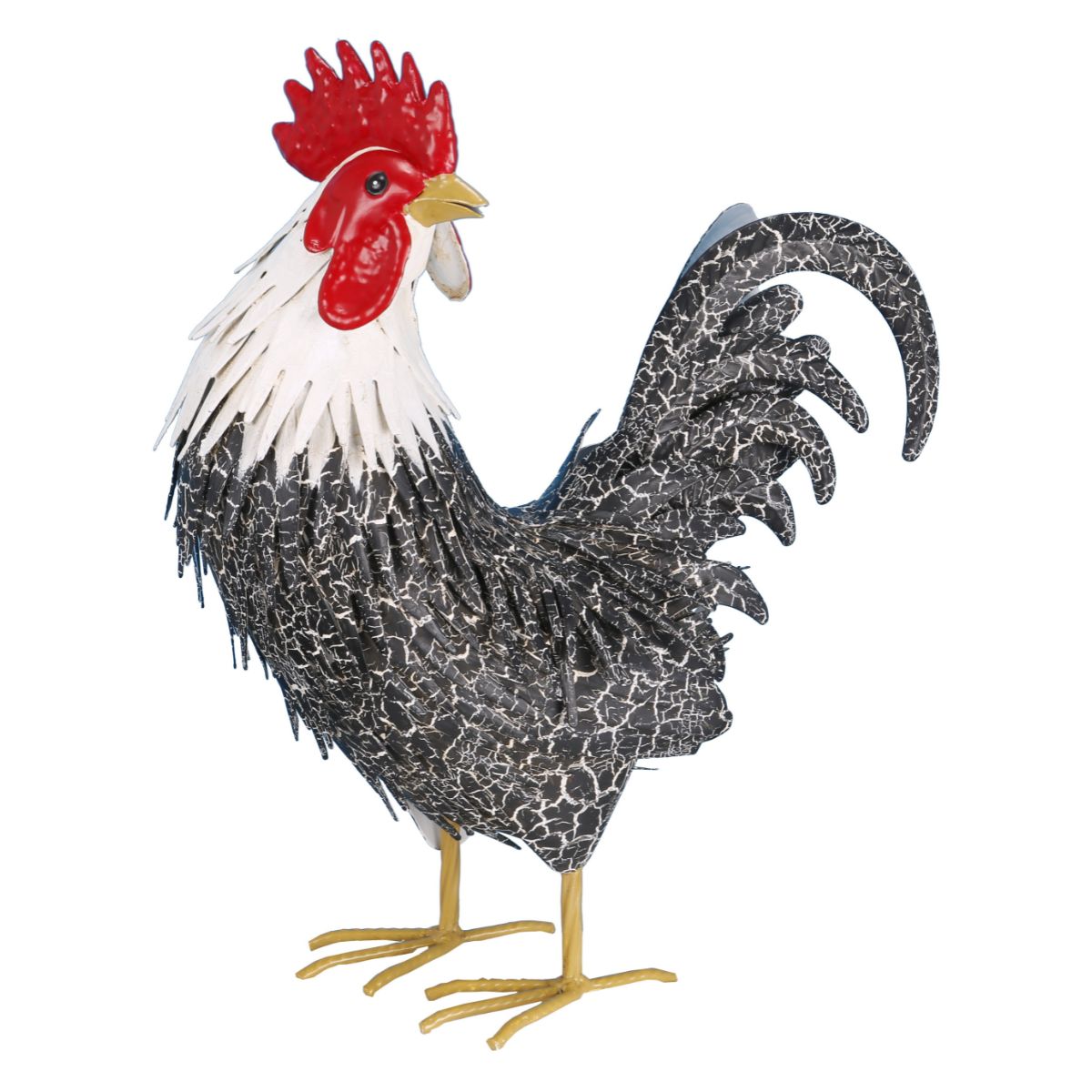 Statue métal Aloise - Coq Noir et Blanc H38cm - Riviera