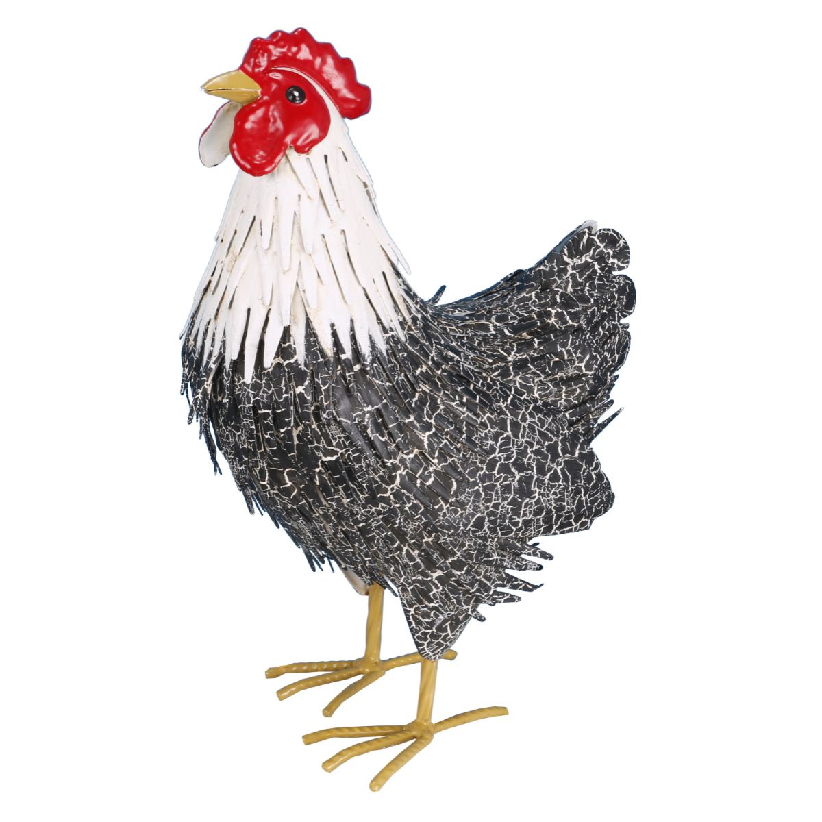 Statue métal Aloise - Poule Noir et Blanc H32 cm - Riviera