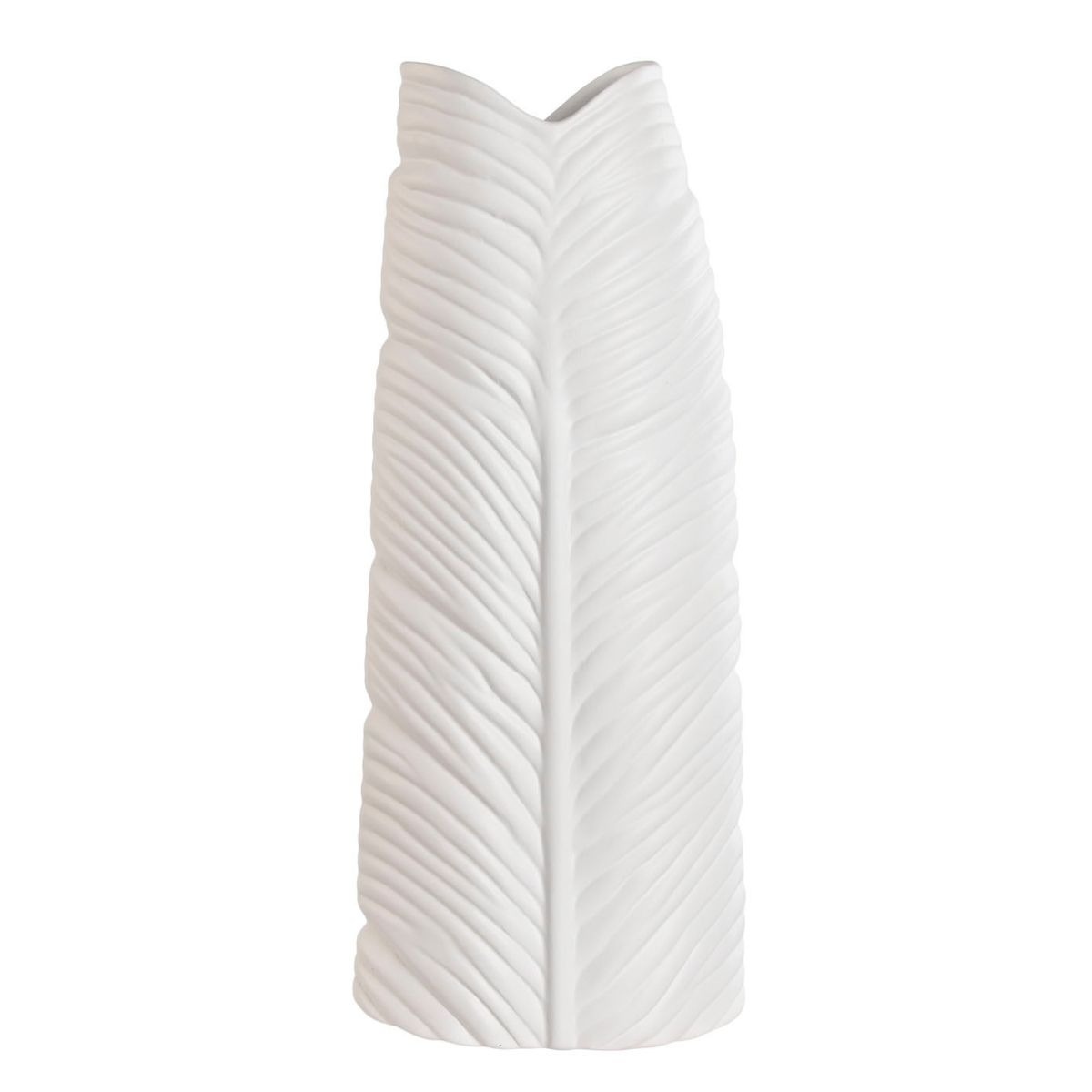 Vase grès feuille Vynara Blanc H50cm
