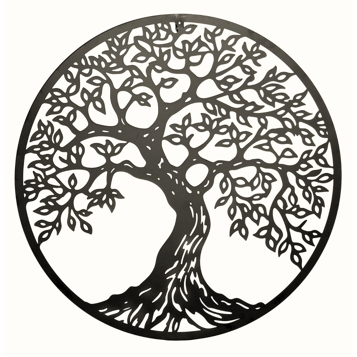 Déco murale ronde métal Ganlone Arbre de Vie Noir D60cm
