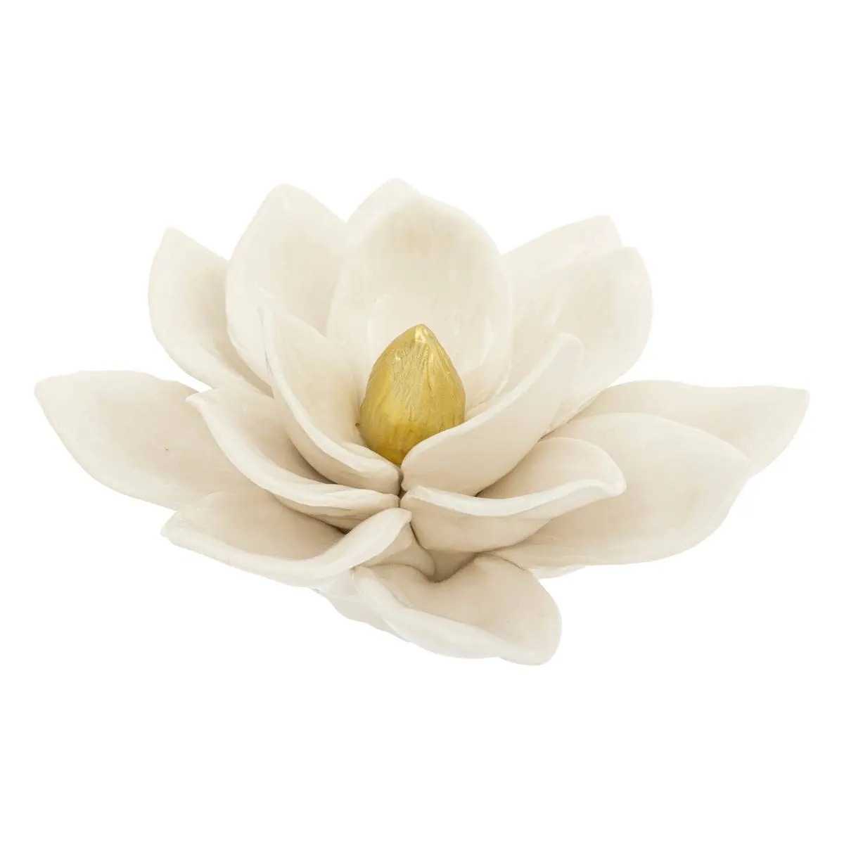 Fleur déco à poser en céramique Positano Blanc D15cm