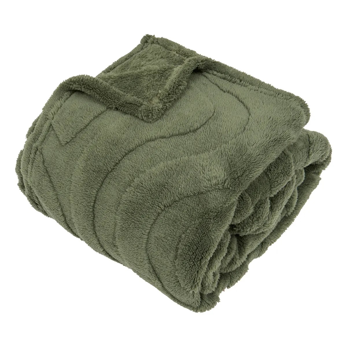 Plaid jacquard sherpa Nicastro Kaki 170x130cm