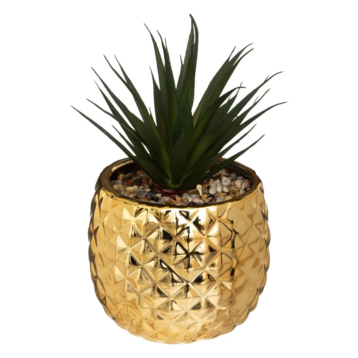 Plante grasse Artificielle Villabate pot Doré H19cm