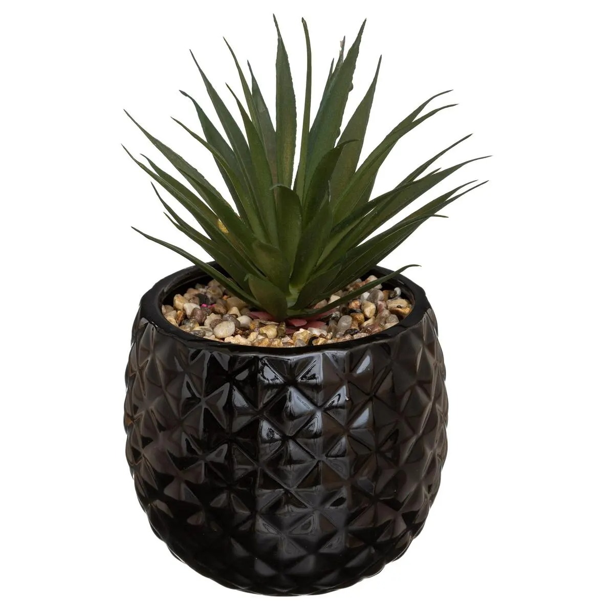 Plante grasse Artificielle Villabate pot Noir H19cm