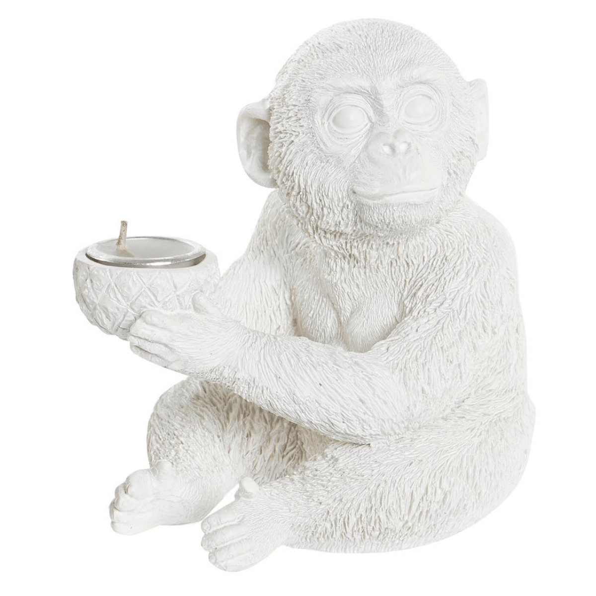 Statue bougeoir Singe Balinese Blanc