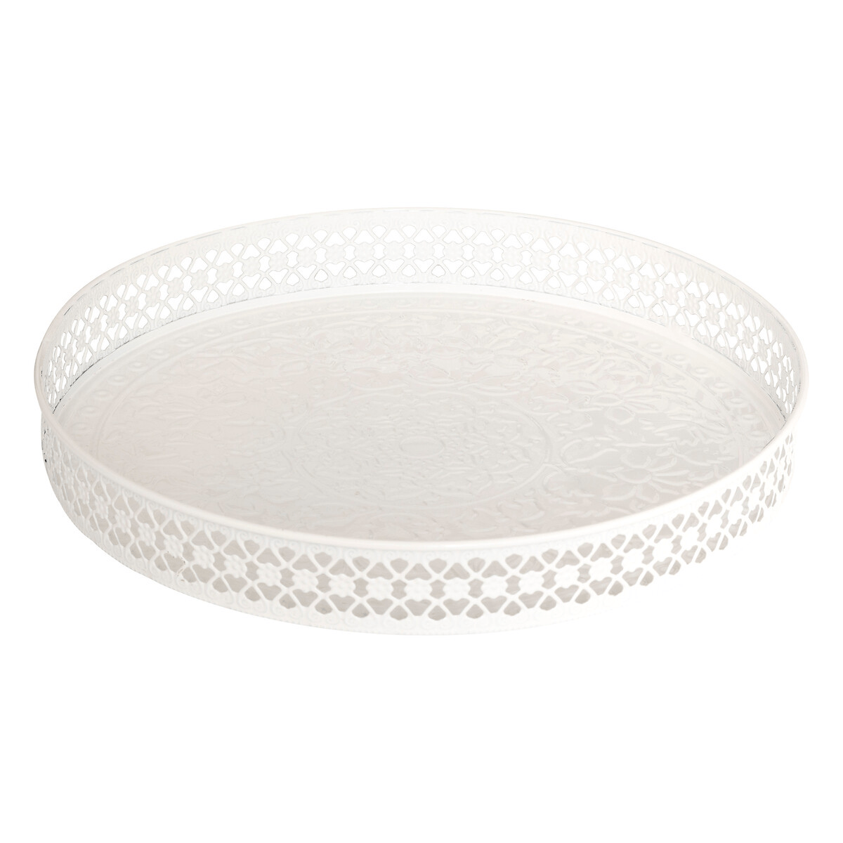 Plateau rond métal charme Gazola Blanc D31cm