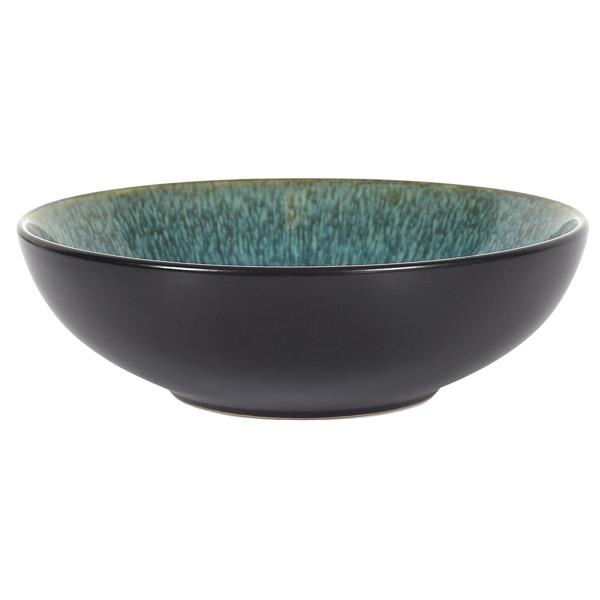 Assiette creuse grès Vrounila Vert et Noir D18.50cm