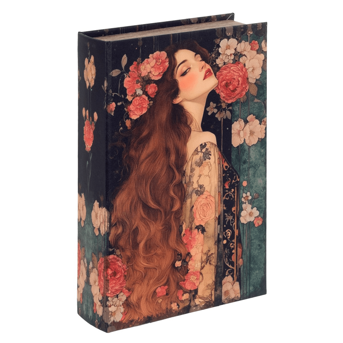 Boite Livre bois Angélique Femme cheveux longs