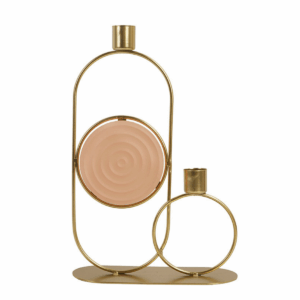 Bougeoir double métal Thueyts Doré H30cm