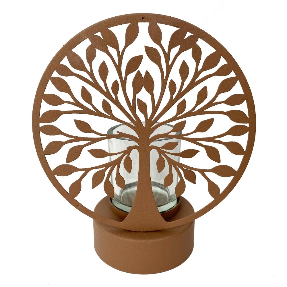 Bougeoir rond métal Zakina Arbre de Vie