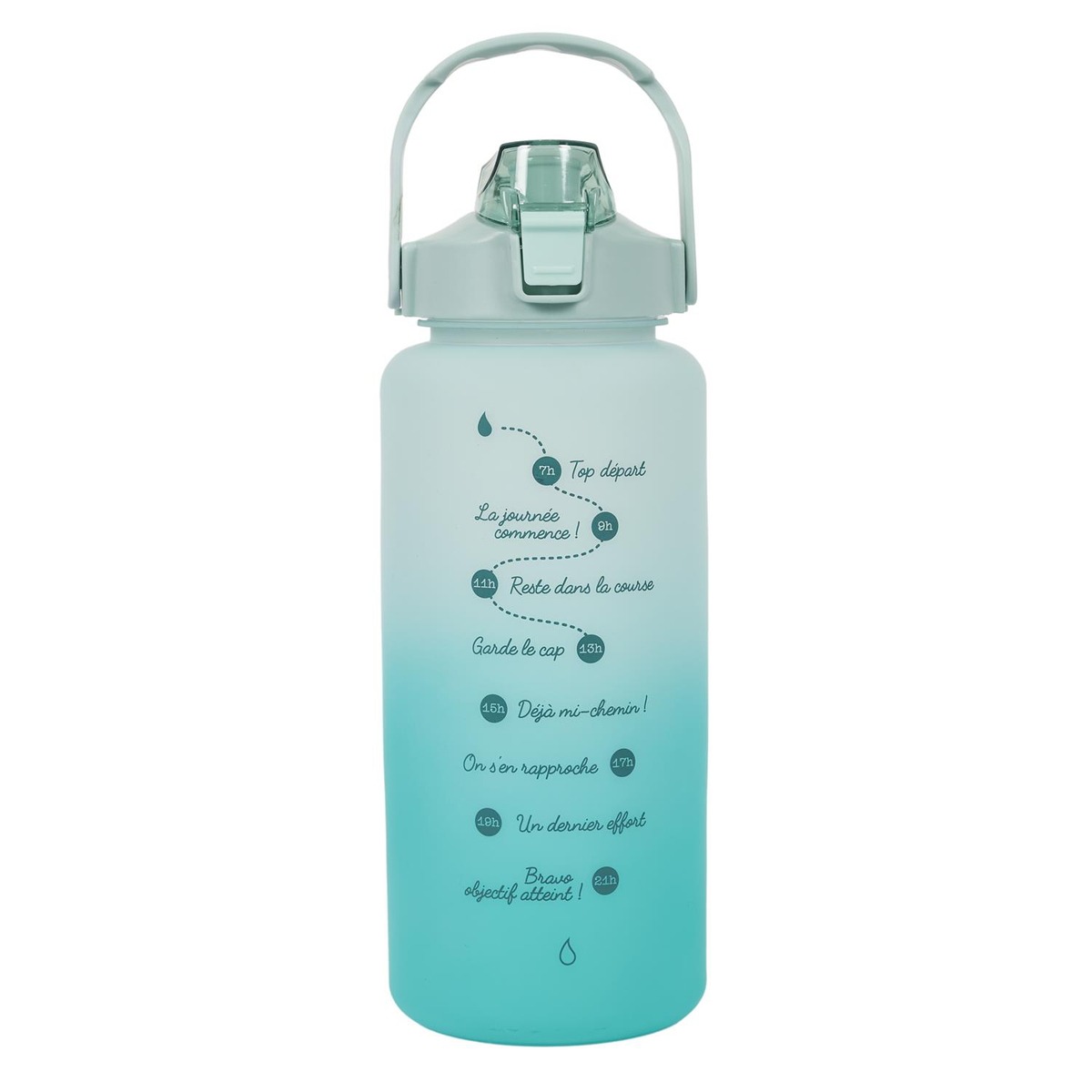 Bouteille motivation graduée 2L Teresane Vert