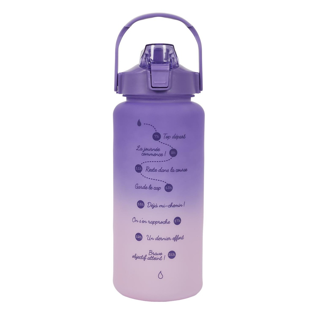 Bouteille motivation graduée 2L Teresane Violet