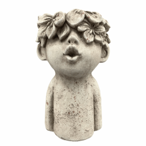 Cache-pot ciment Tête fleurie Traline H24cm