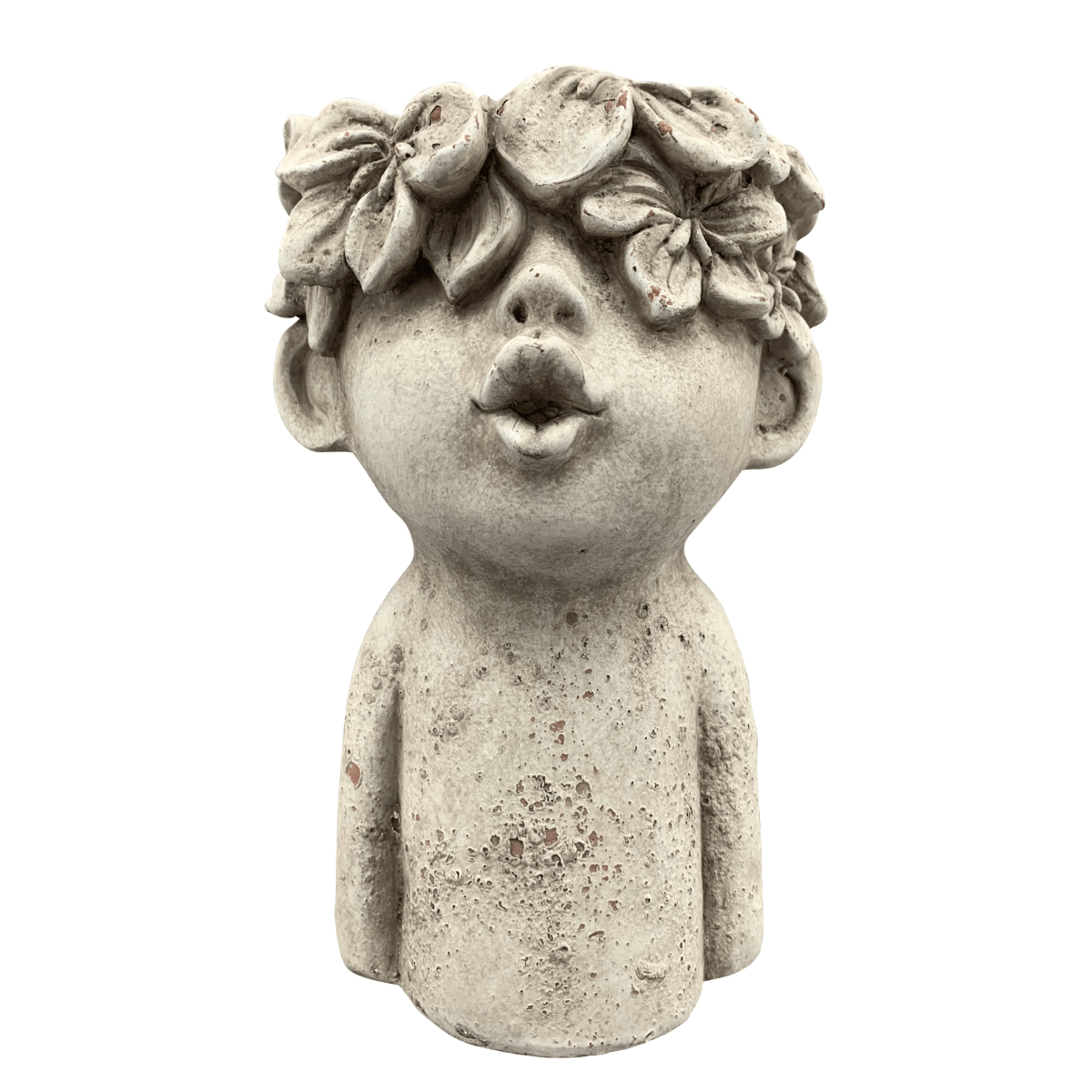 Cache-pot ciment Tête fleurie Traline H24cm