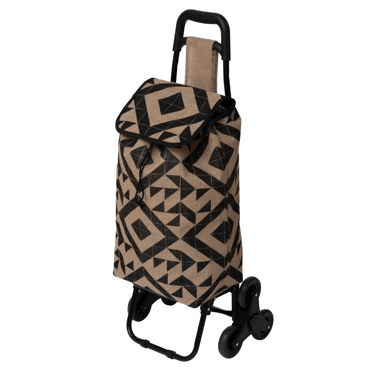 Chariot Shopping 6 roues Jute Maleranca Noir et Beige