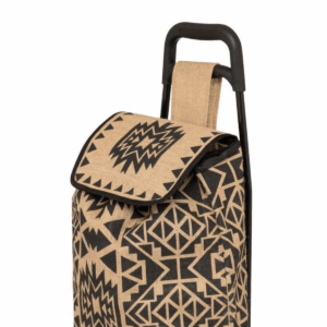 Chariot Shopping 6 roues Jute Santazino Noir et Beige