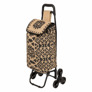 Chariot Shopping 6 roues Jute Santazino Noir et Beige