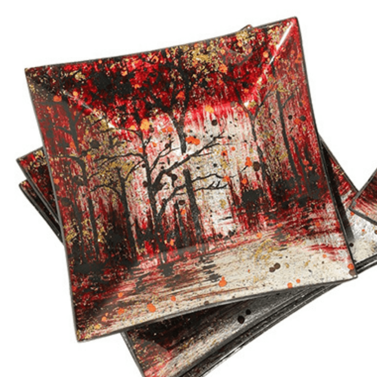 Coupelle verre carré Chauzon Balade en Forêt 15x15cm