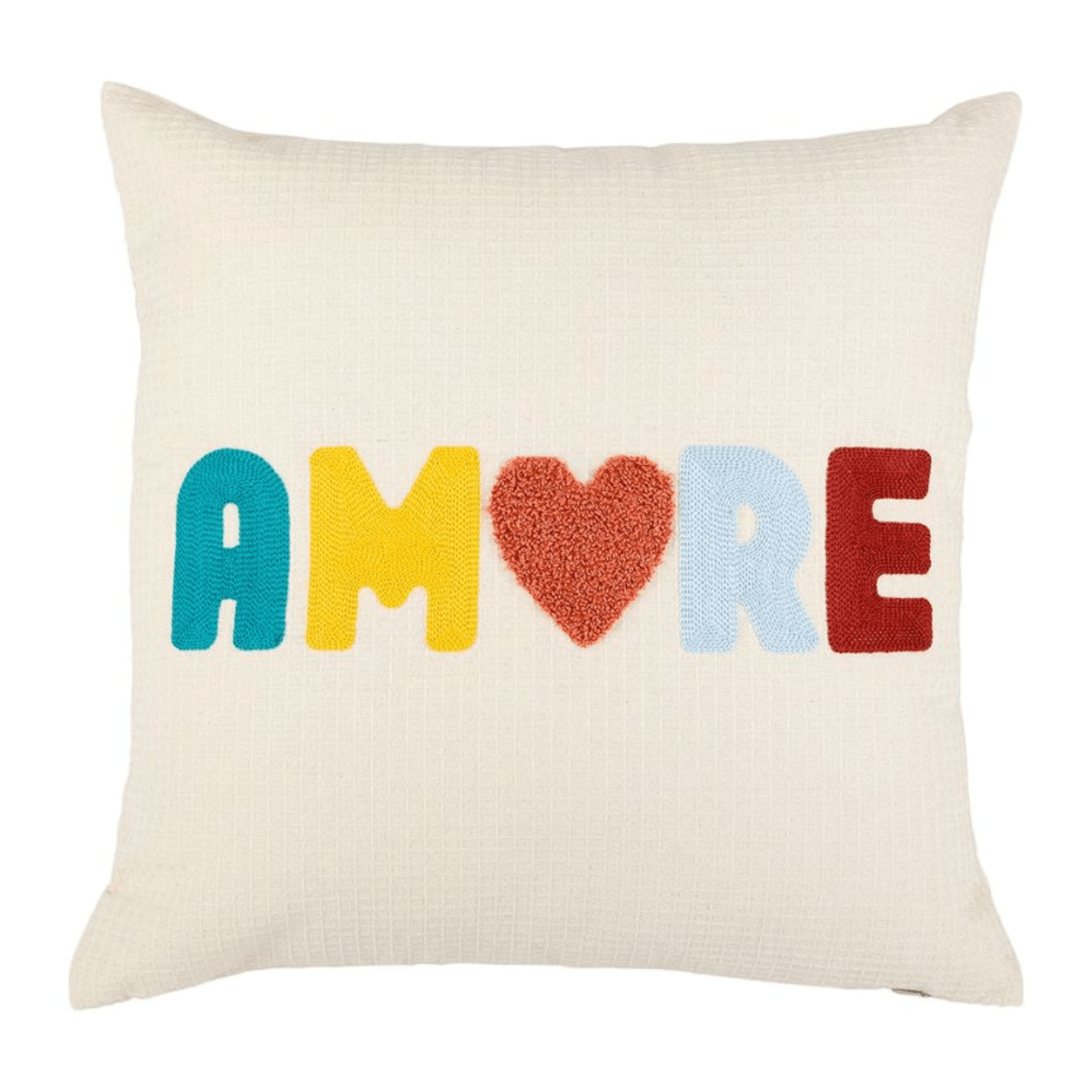 Coussin blanc gaufrette Danya Amore 40x40cm