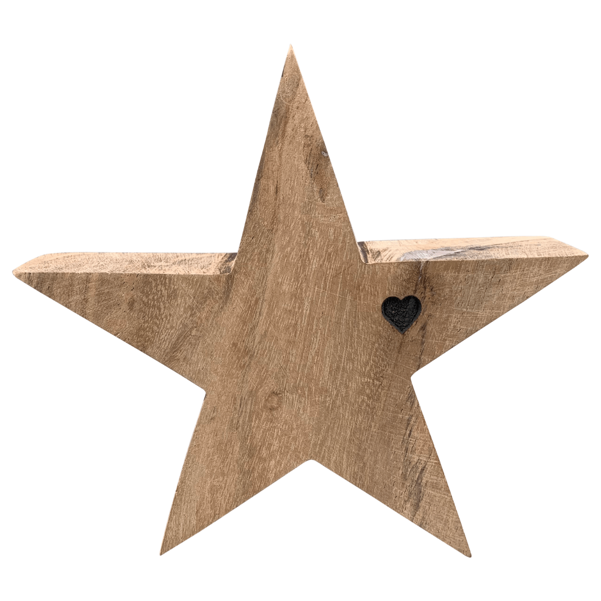 Déco Noël Etoile bois naturel Cœur Eirantansk 15x15cm
